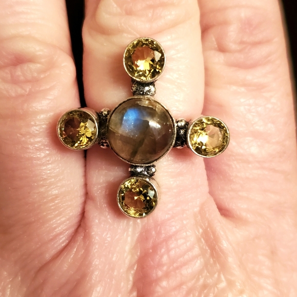 New Labradorite and Citrine 925 Silver Ring. - Picture 12 of 16